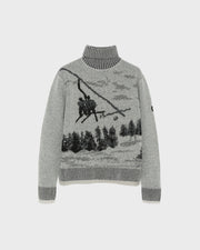 Reversible wool-cashmere knit jacquard jumper