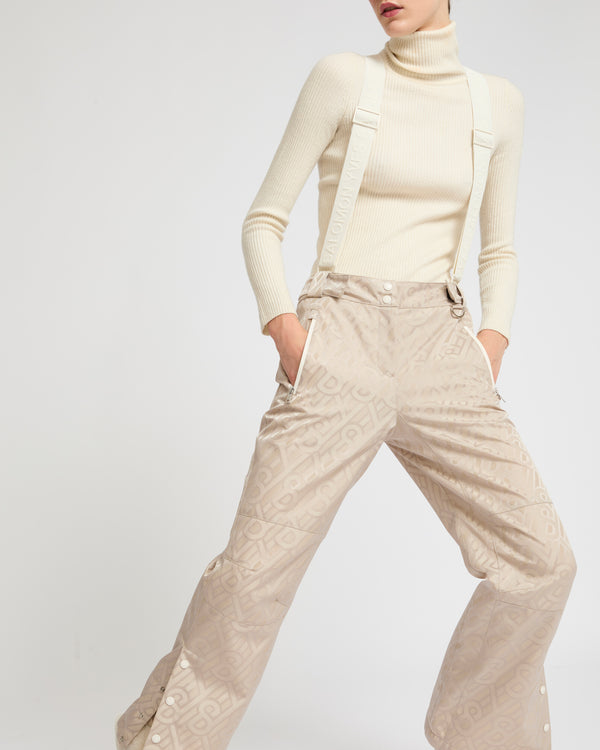 Wide leg skiwear trousers - khaki monogram - Yves Salomon