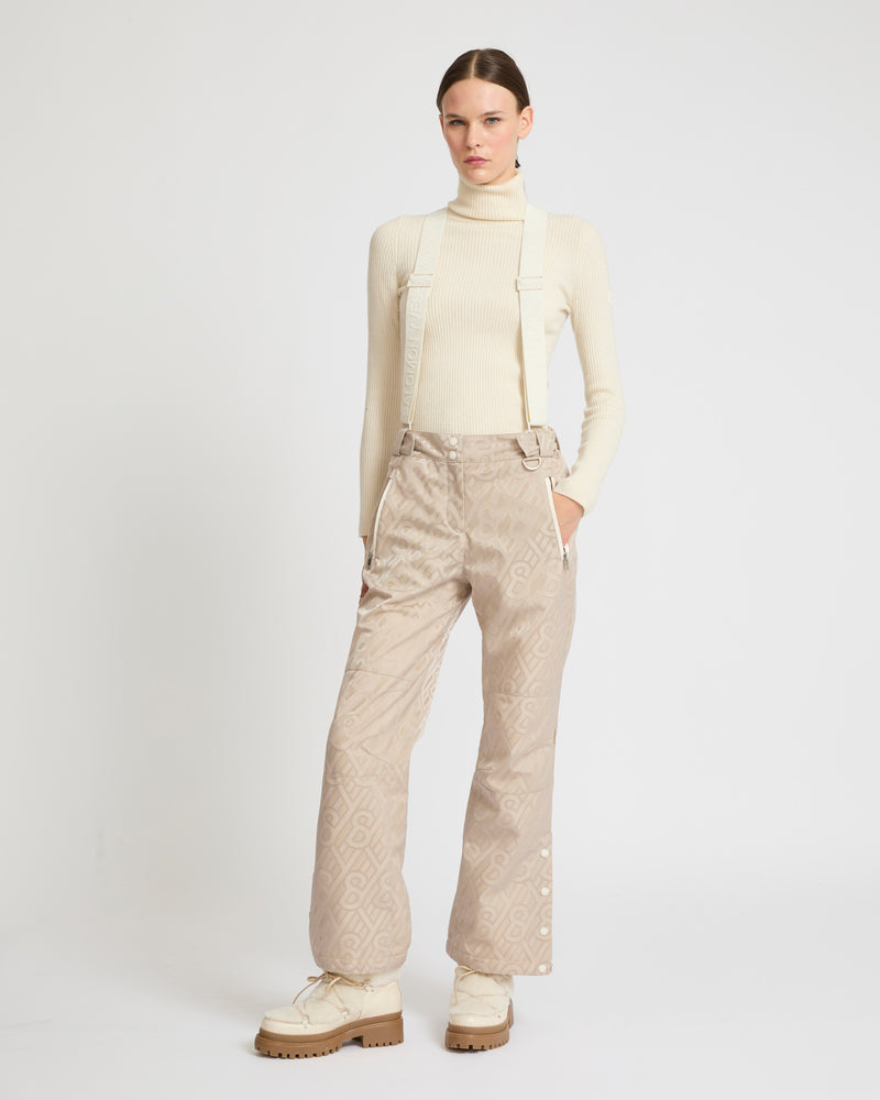 Wide leg skiwear trousers - khaki monogram - Yves Salomon