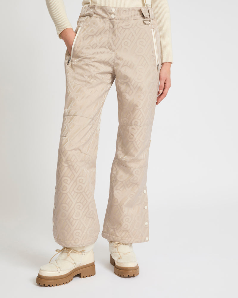 Wide leg skiwear trousers - khaki monogram - Yves Salomon