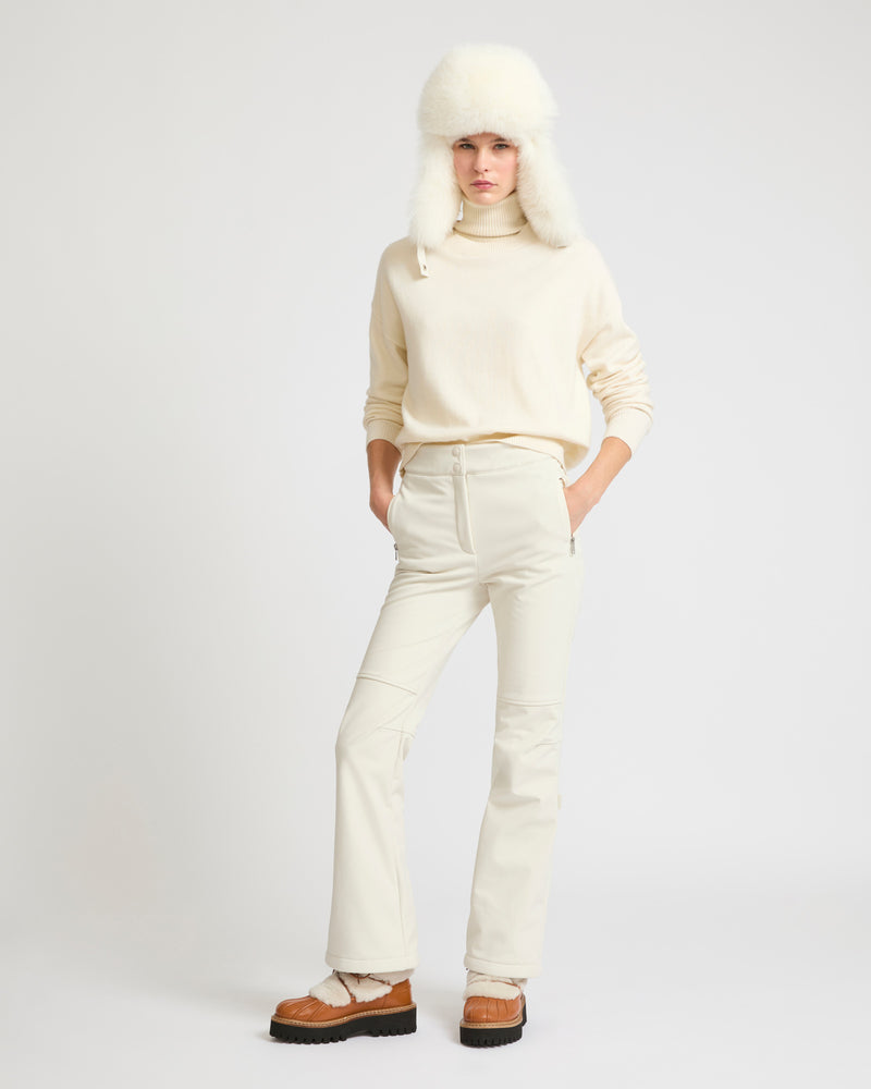 Softshell fabric flared fitted trousers - white - Yves Salomon