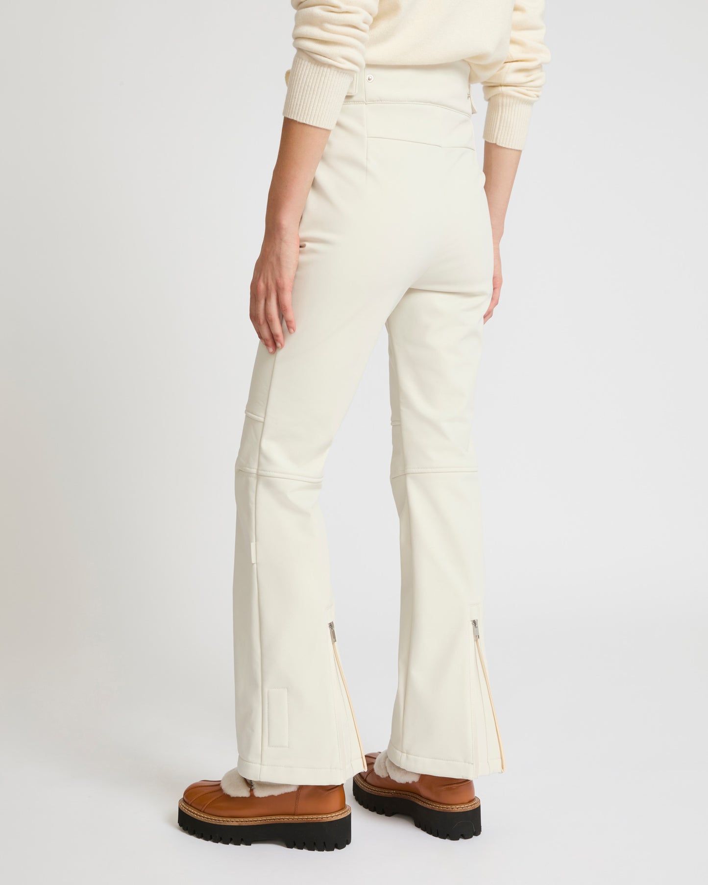 Softshell fabric flared fitted trousers - white - Yves Salomon