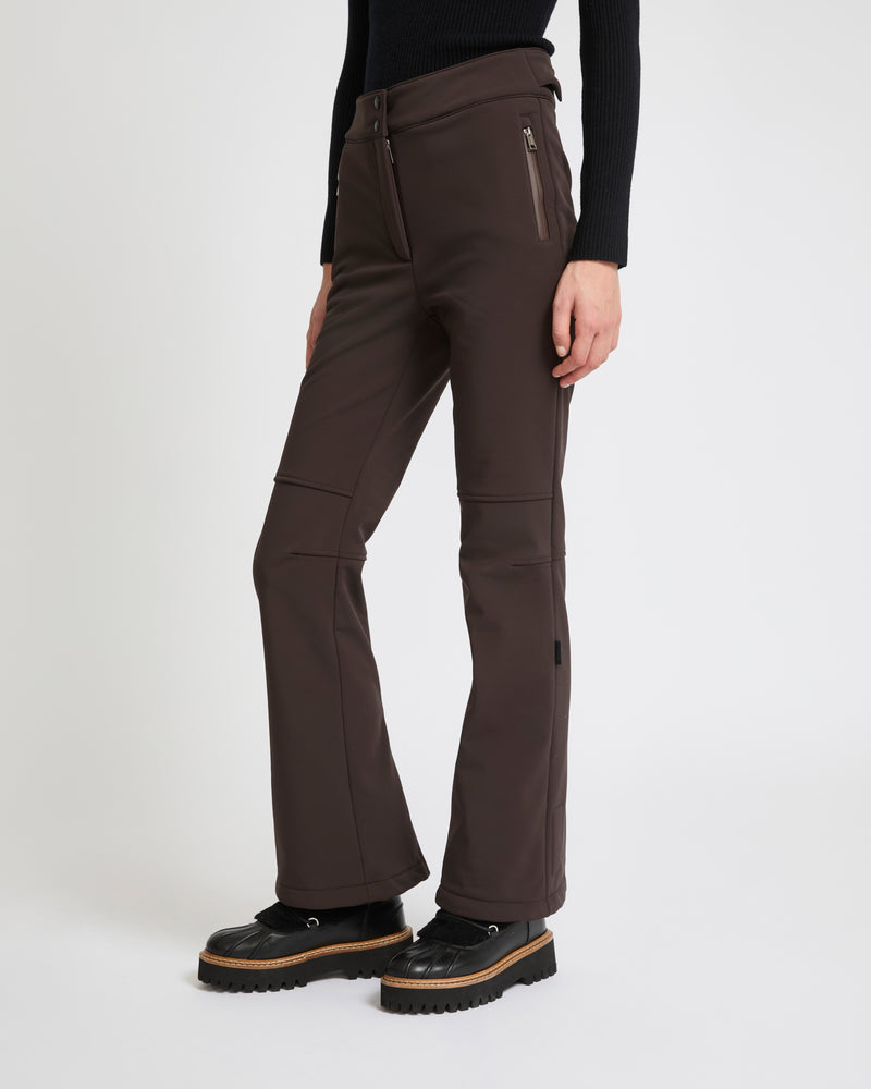 Softshell fabric flared fitted trousers - brown - Yves Salomon