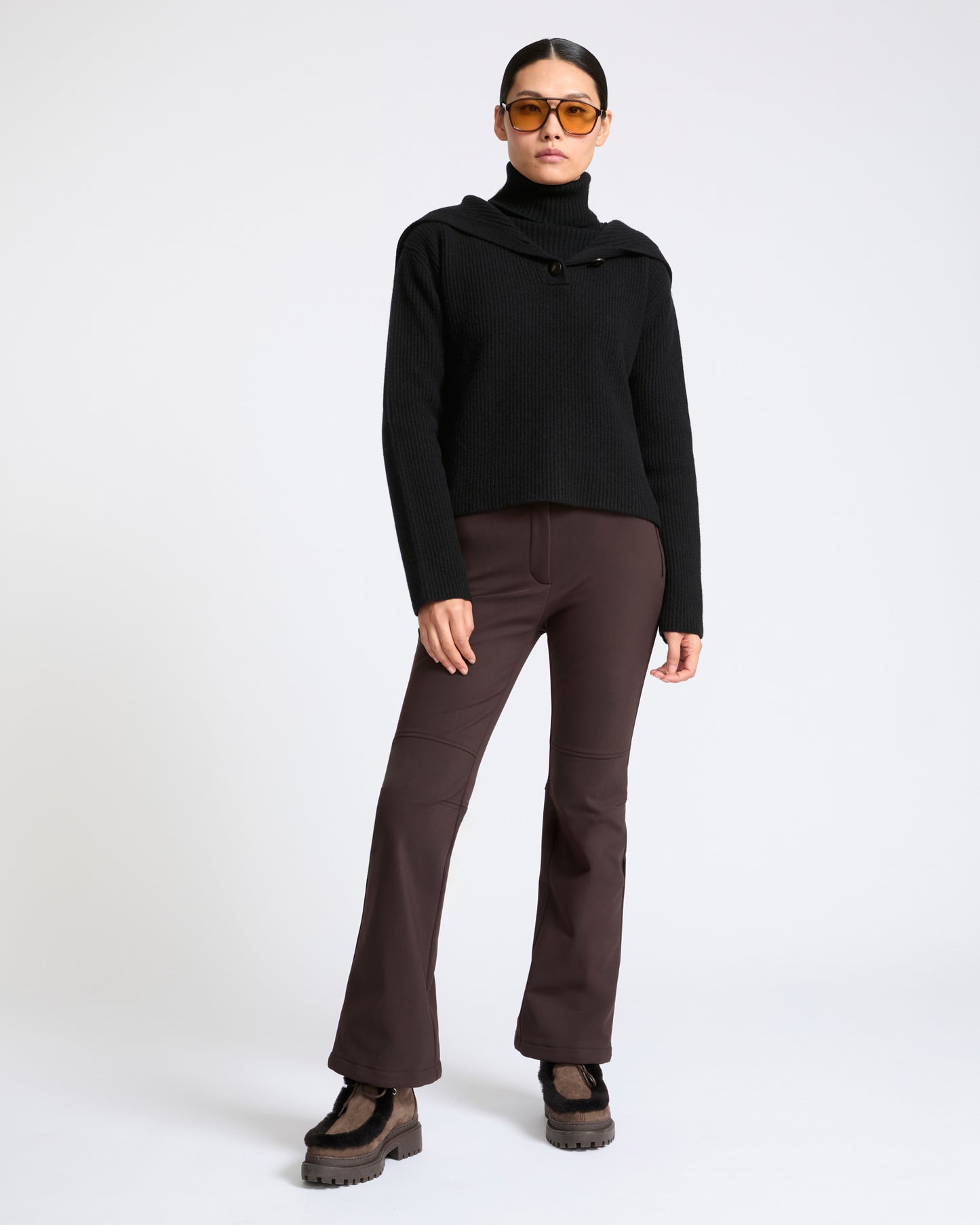 Softshell fabric flared fitted ski trousers - Yves Salomon - New Fall Winter Collection