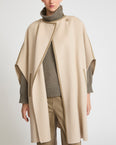 Double-sided cashmere blend cape with button details