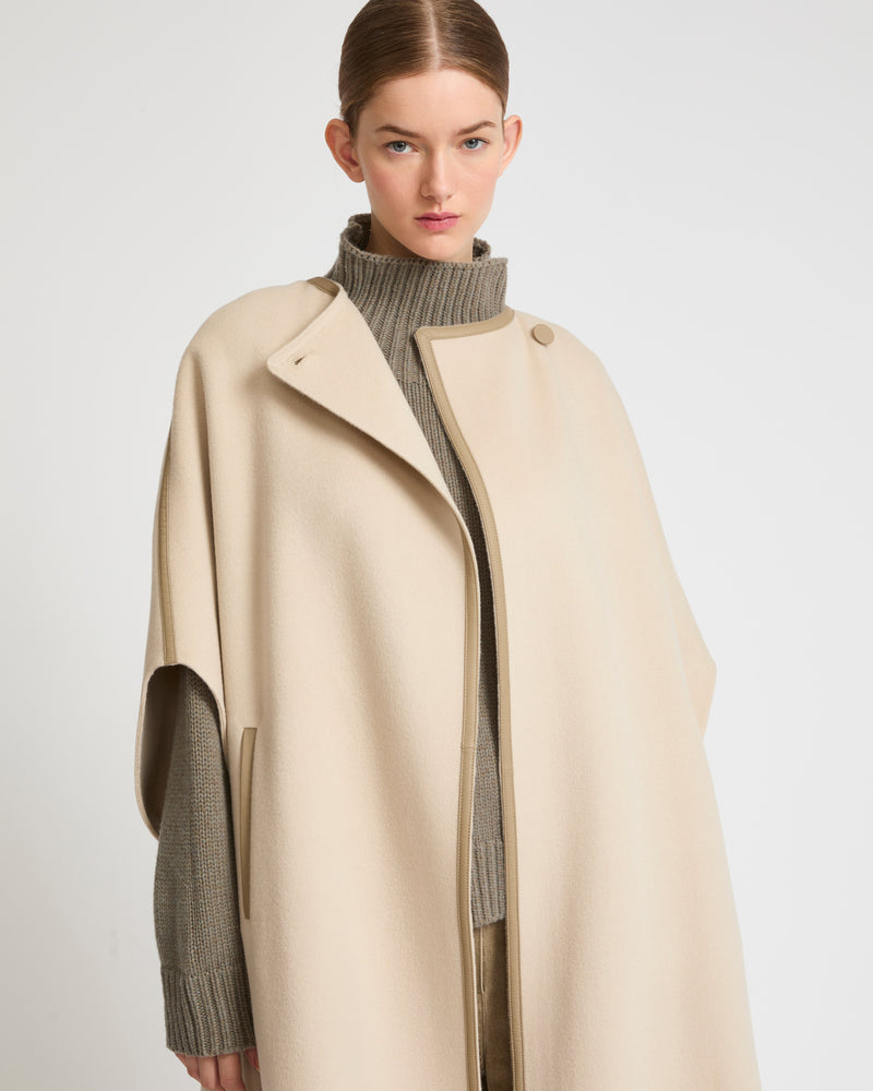 Double-sided cashmere blend cape with button details - beige - Yves Salomon