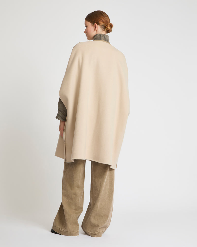 Double-sided cashmere blend cape with button details - beige - Yves Salomon