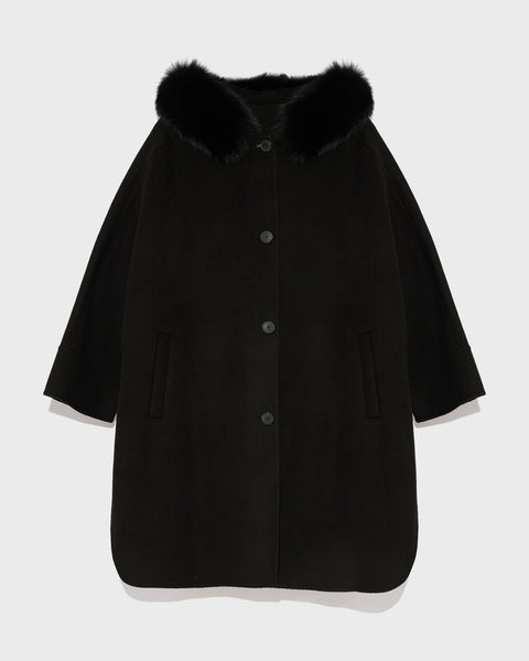 【PHOEBE ENGLISH】背面プリーツ Hooded Coat black PHOEBE ENGLISH】背面プリーツ Hooded Coat black