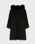 Cashmere blend hooded cape with fox trim