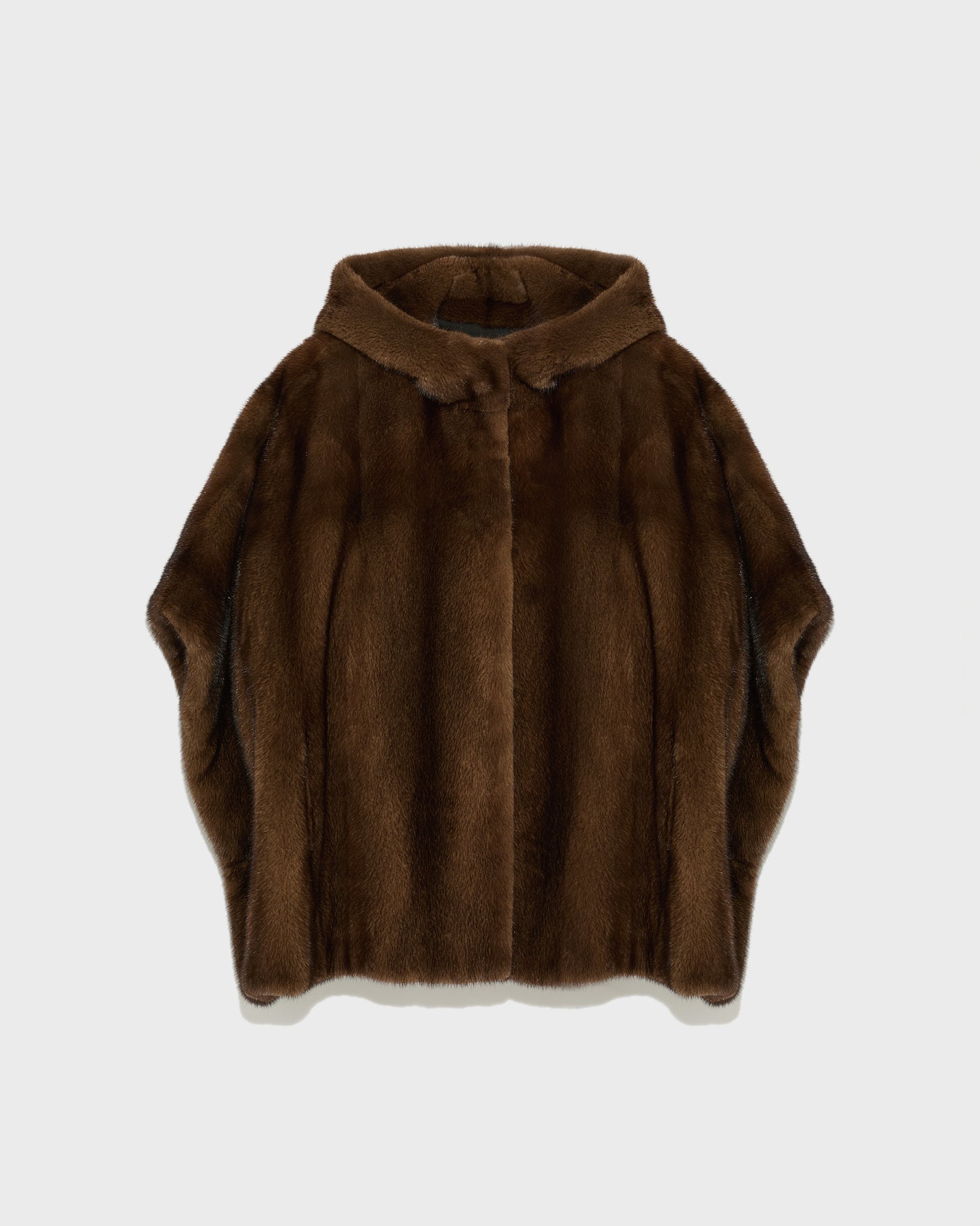 Long-haired mink fur hooded cape -Yves Salomon