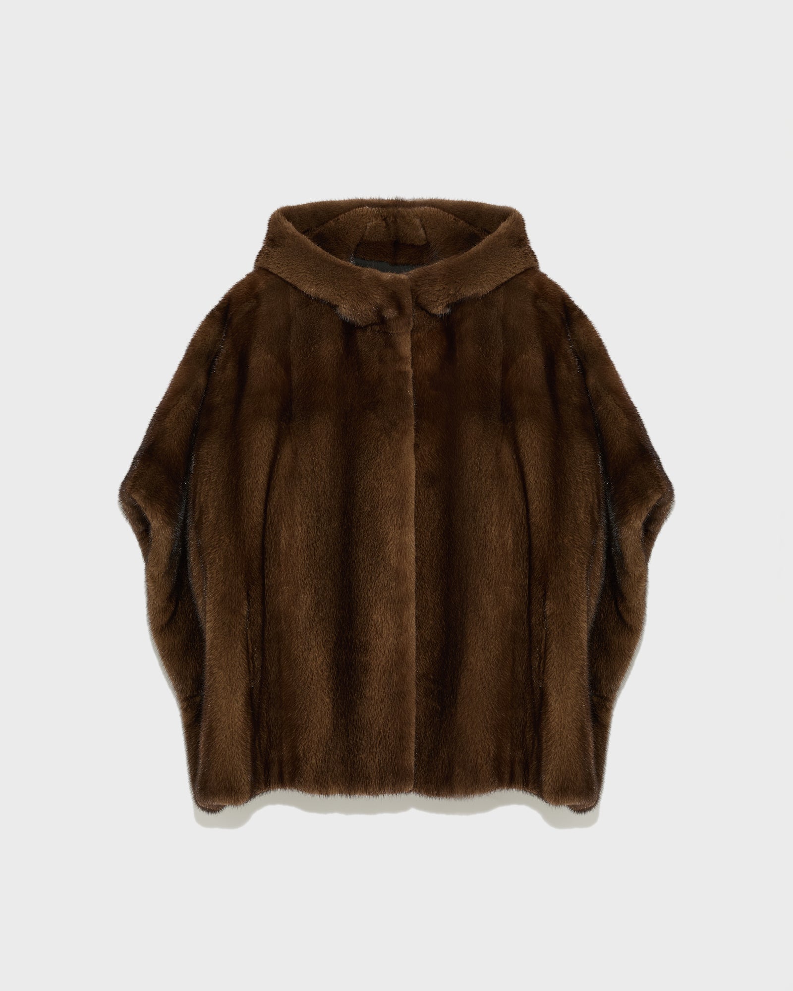 Long-haired mink fur hooded cape -Yves Salomon