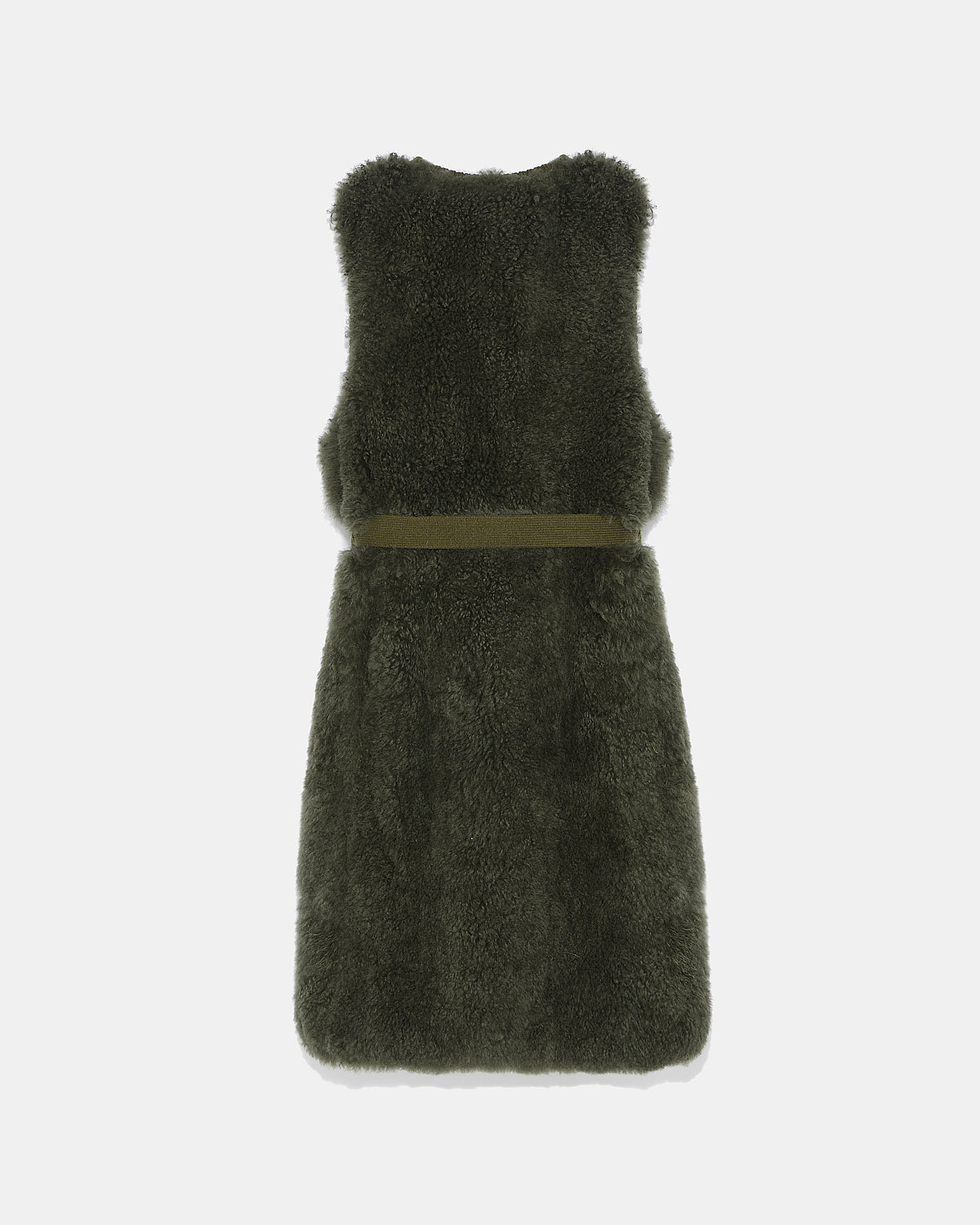 Long belted gilet in merino knit - khaki - Summer sale – Yves