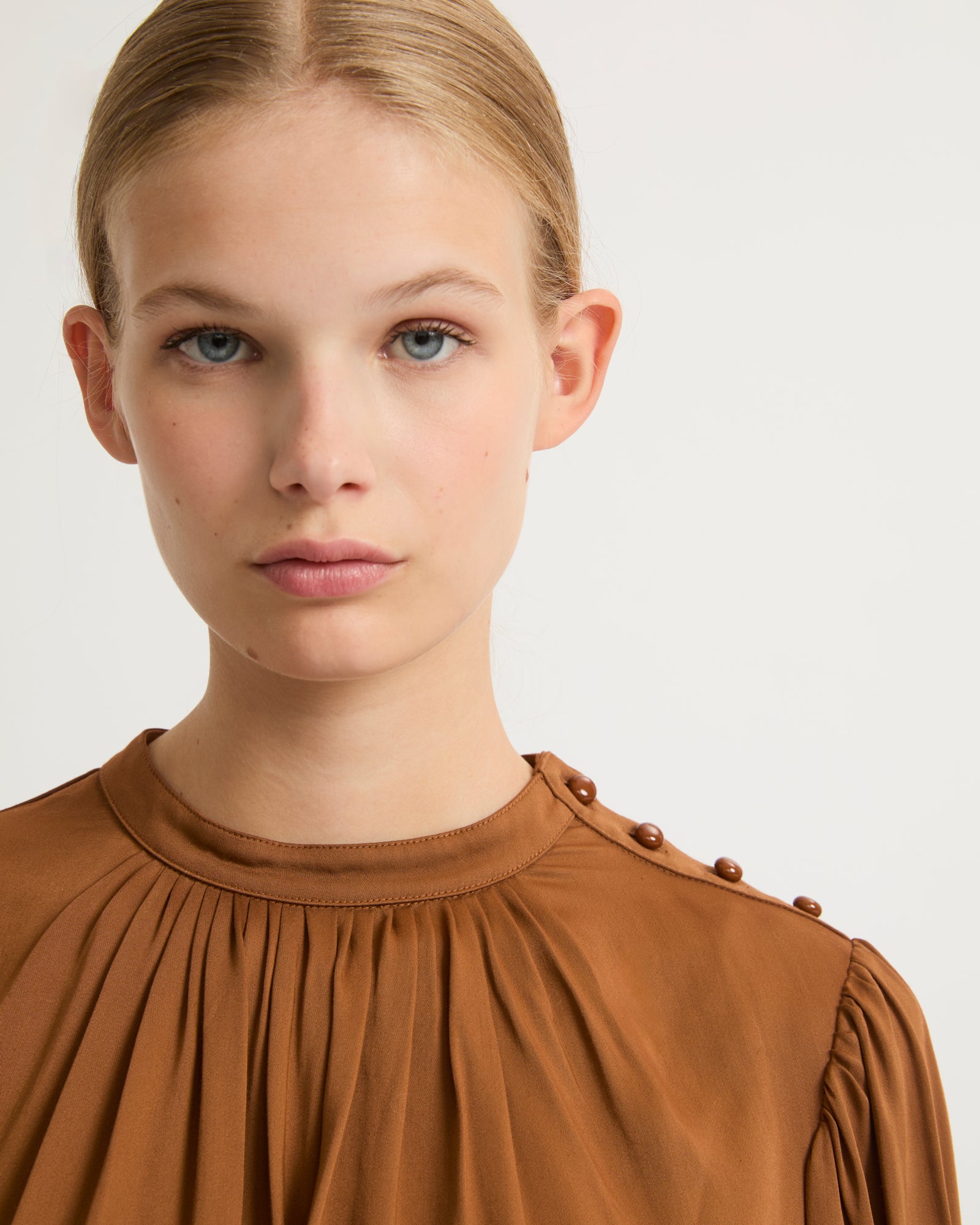 Matte satin fabric top-Yves salomon-Winter sale & boxing day