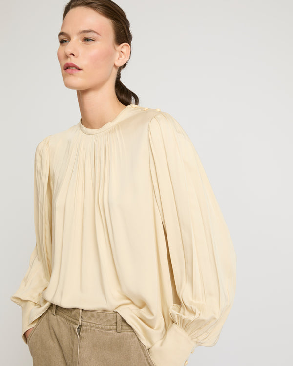 Matte satin fabric top - white - Yves Salomon