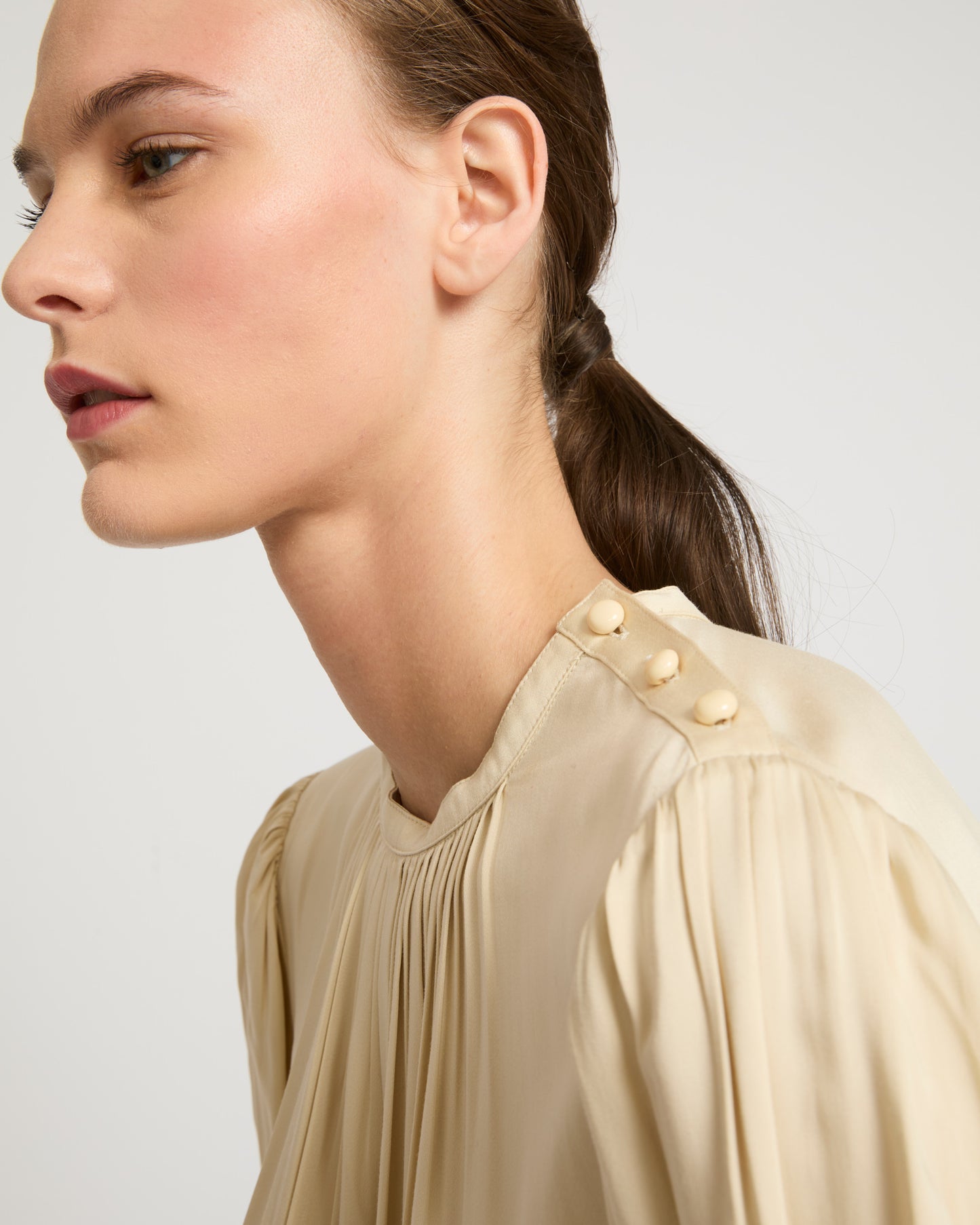 Matte satin fabric top-Yves salomon-Winter sale & boxing day