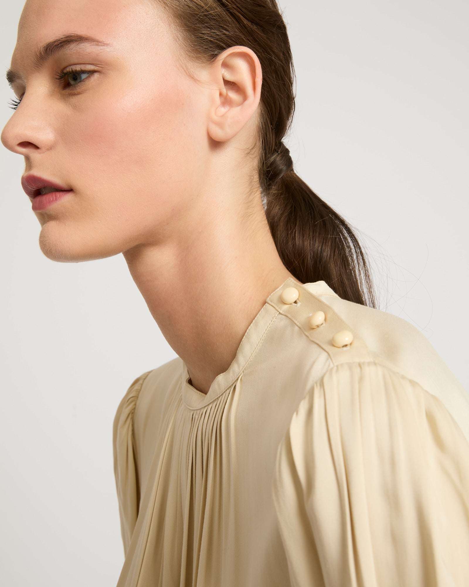Matte satin fabric top-Yves salomon-Winter sale & boxing day