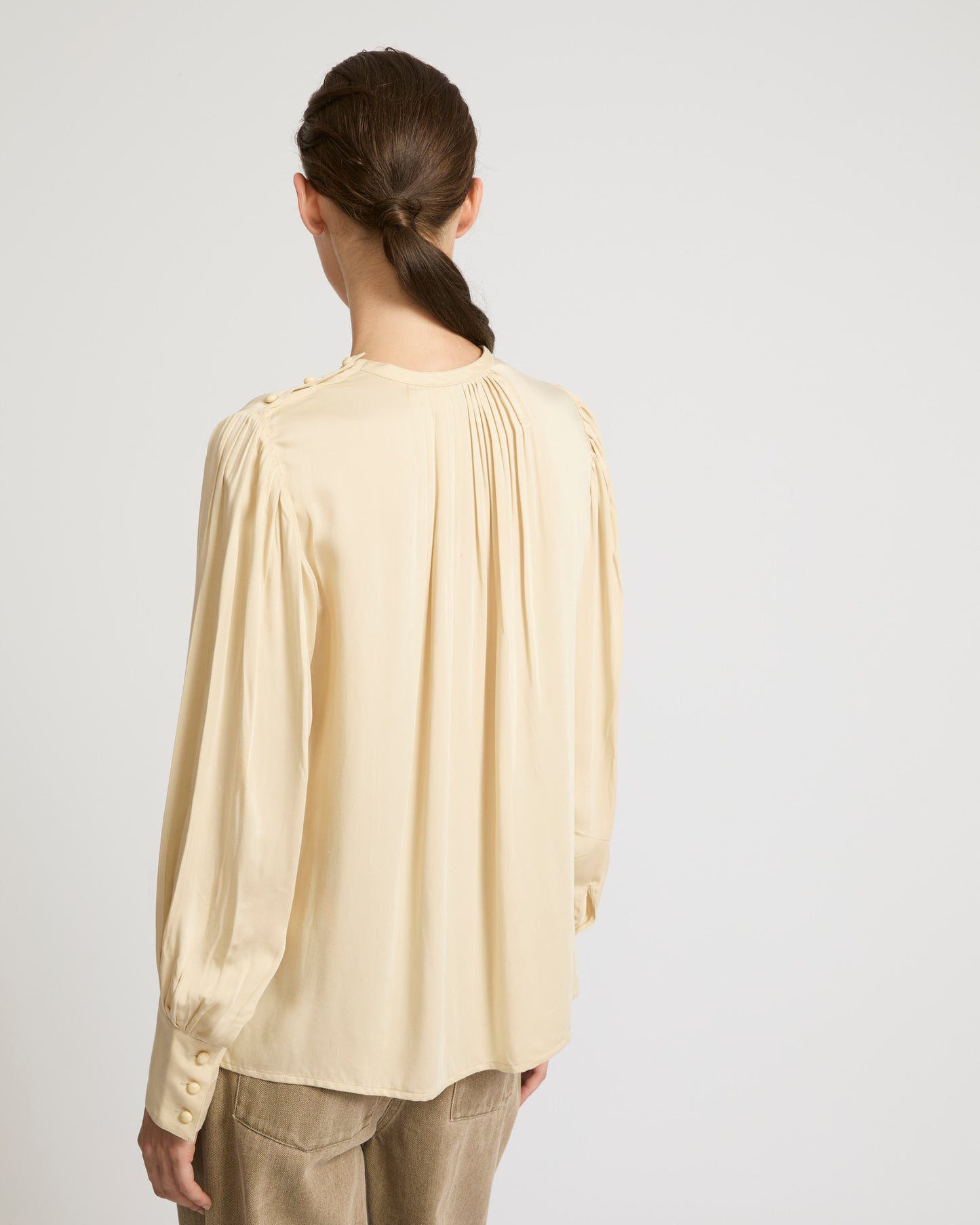 Matte satin fabric top-Yves salomon-Winter sale & boxing day
