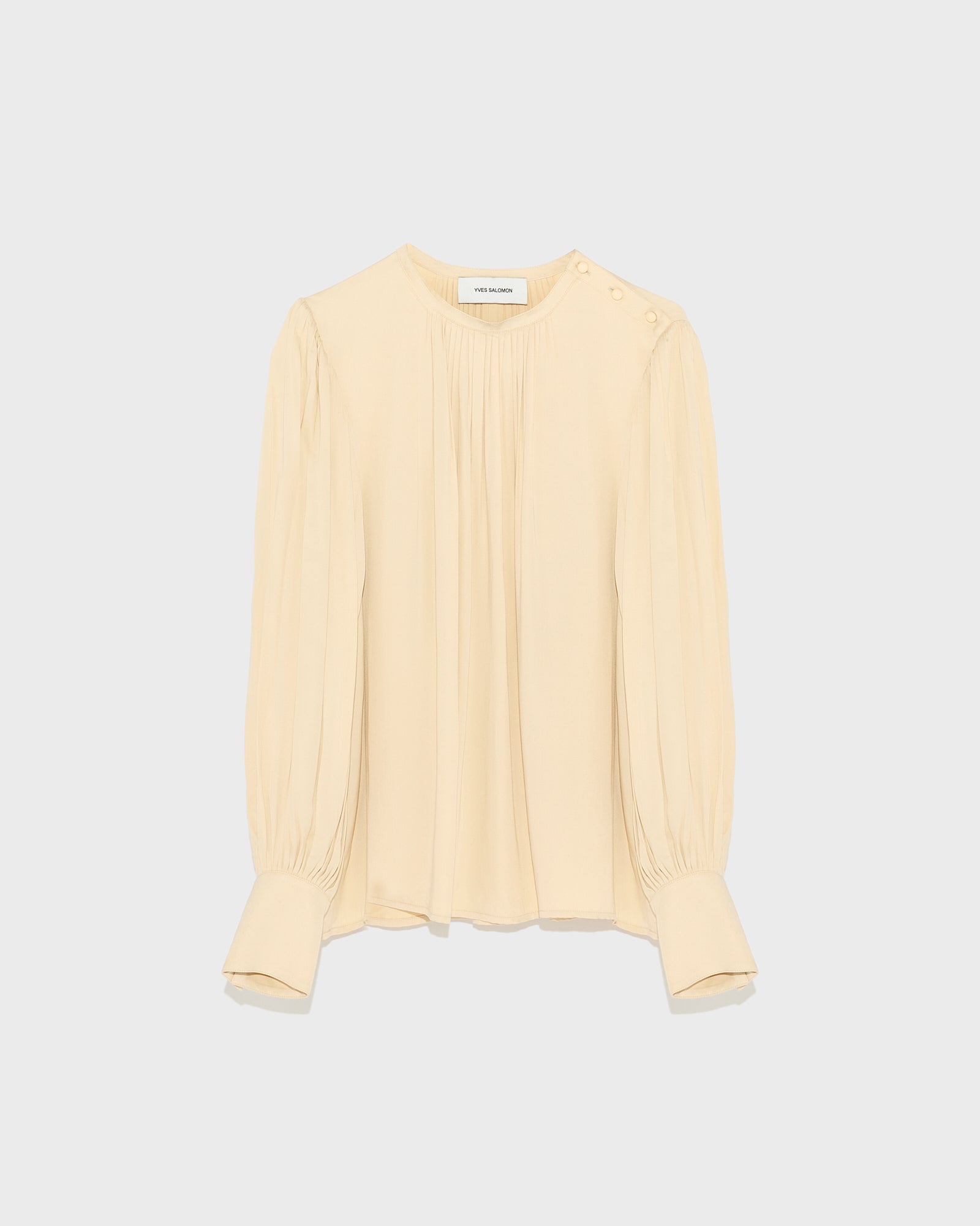 Matte satin fabric top-Yves salomon-Winter sale & boxing day