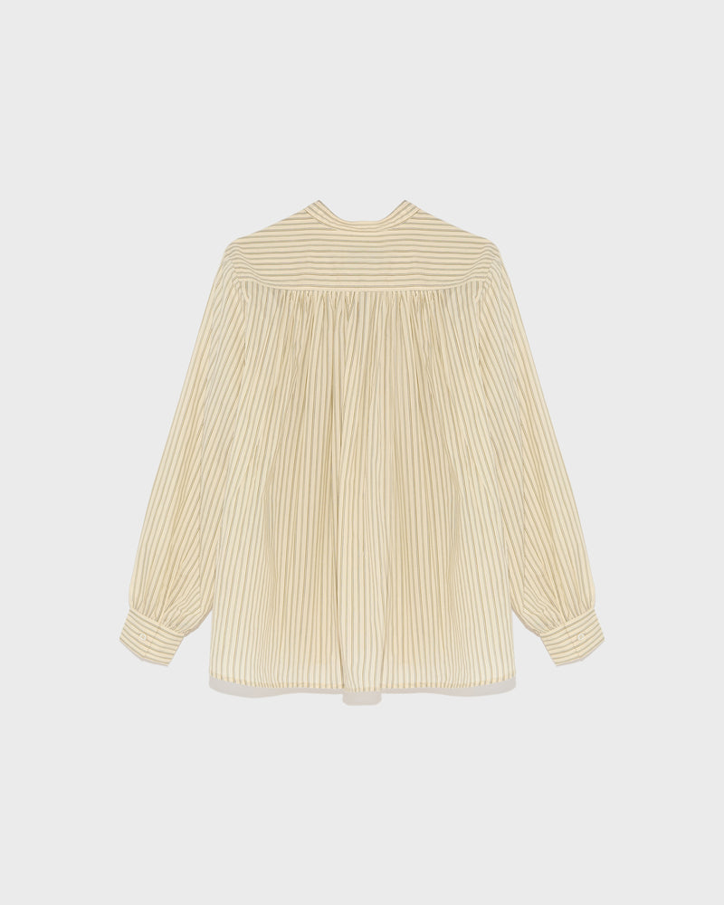 Pleated cotton-blend shirt - stripes - Yves Salomon