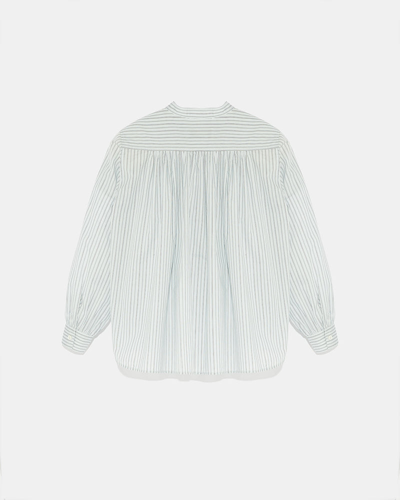 Pleated cotton-blend shirt - stripes - Yves Salomon