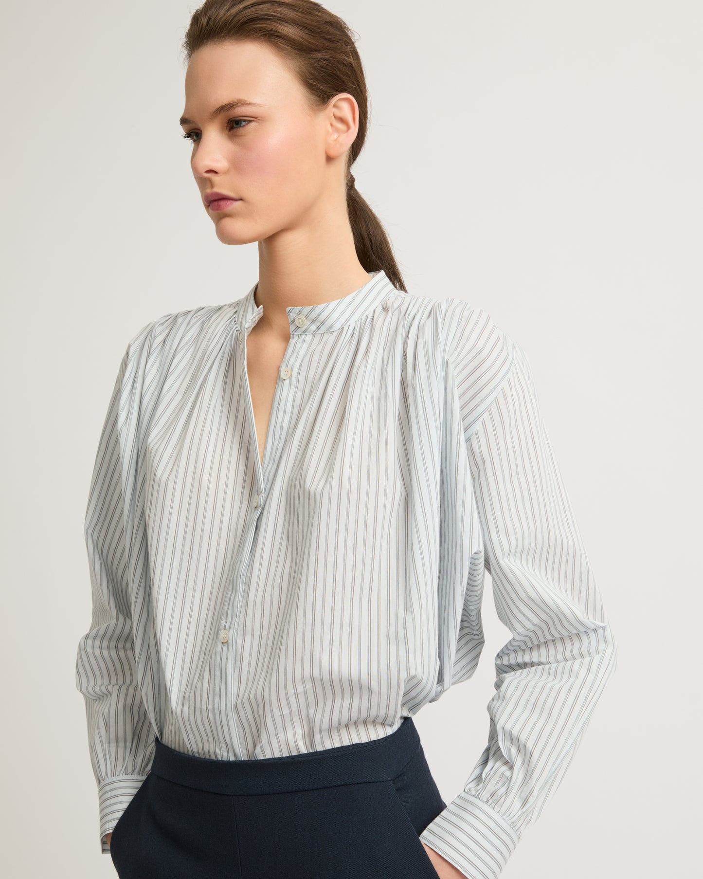 Pleated cotton-blend shirt-Yves salomon-Winter sale & boxing day