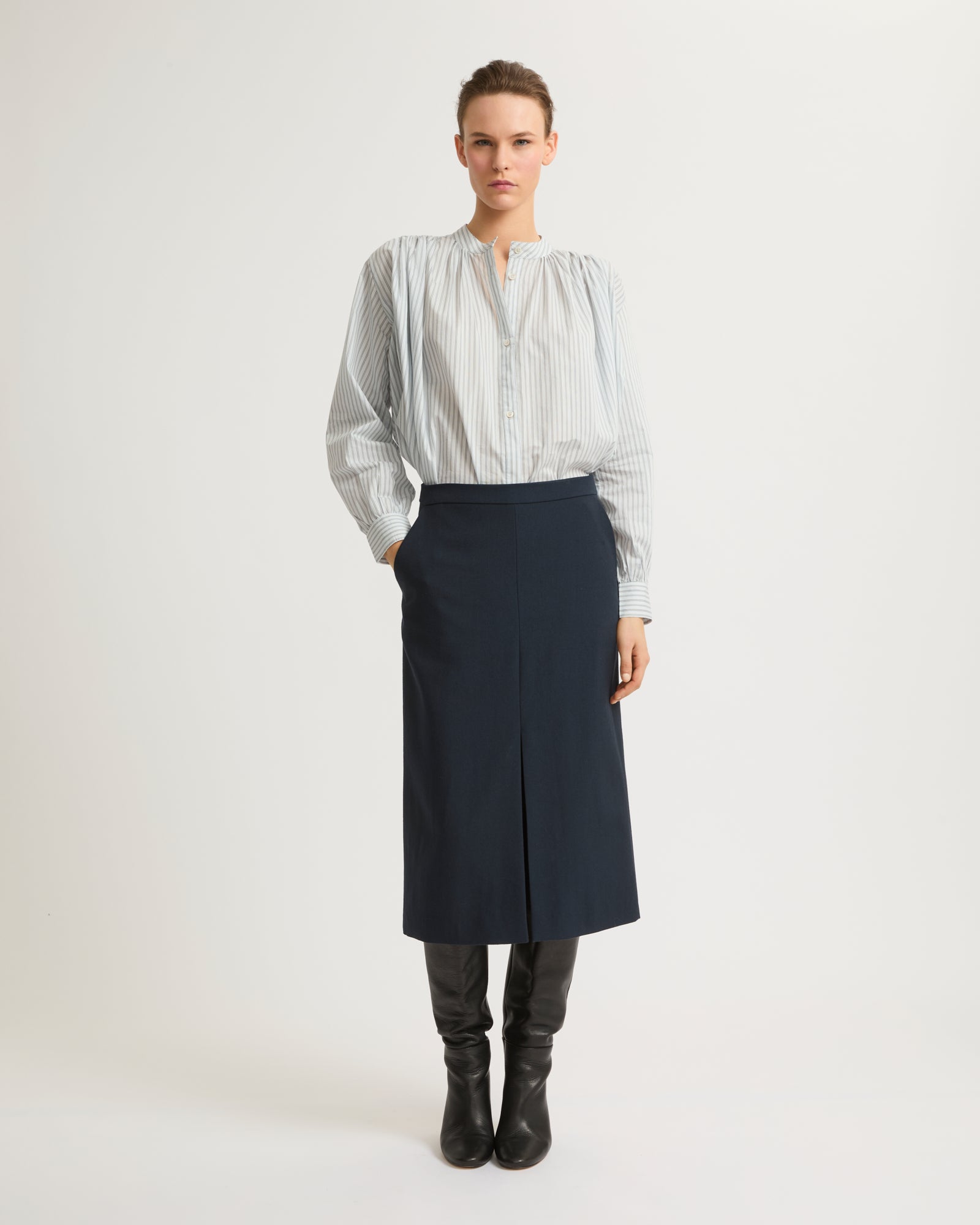 Pleated cotton-blend shirt-Yves salomon-Winter sale & boxing day