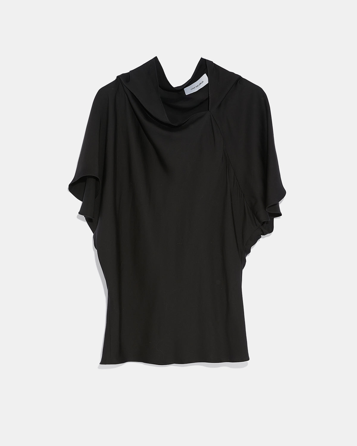 Asymmetric top in matte satin fabric - black - Yves Salomon