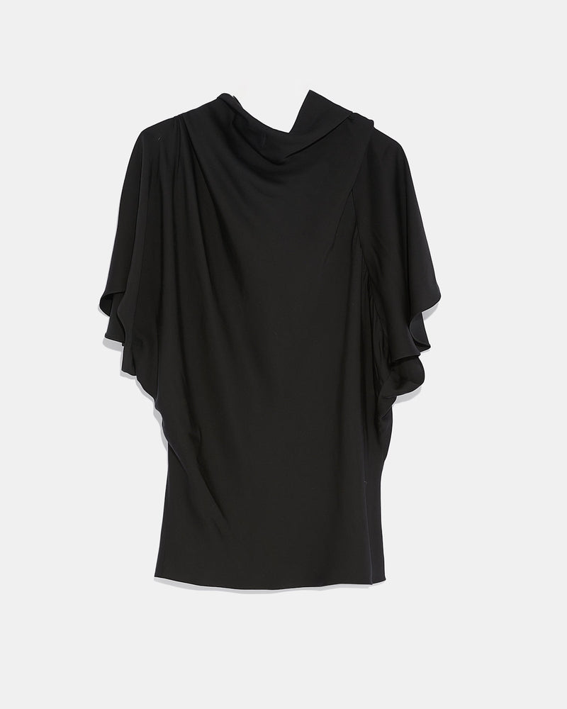 Asymmetric top in matte satin fabric