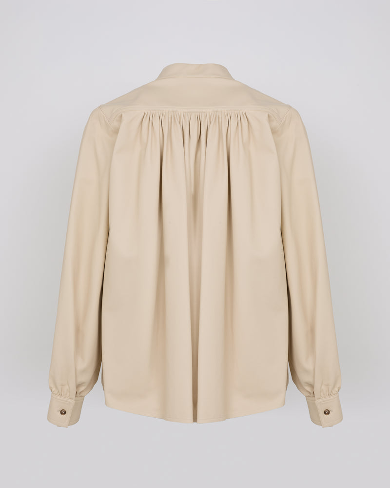 Pleated shirt in thin lambskin leather