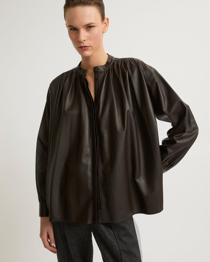 Private sale - Yves Salomon -Pleated shirt in thin lambskin leather