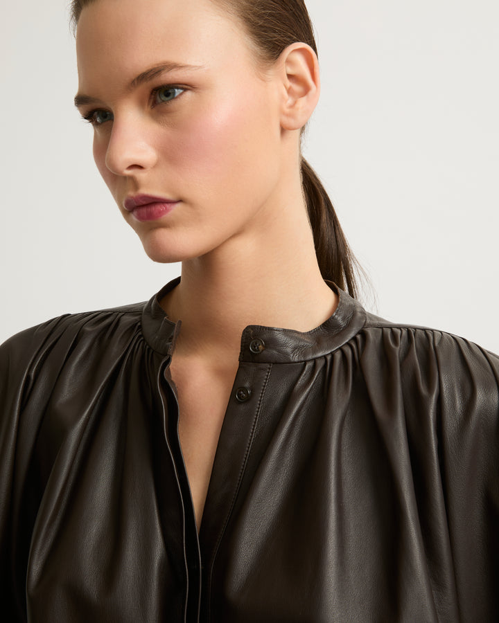Private sale - Yves Salomon -Pleated shirt in thin lambskin leather