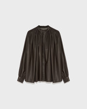 Pleated shirt in thin lambskin leather