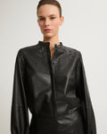 Leather shirt with embroidery