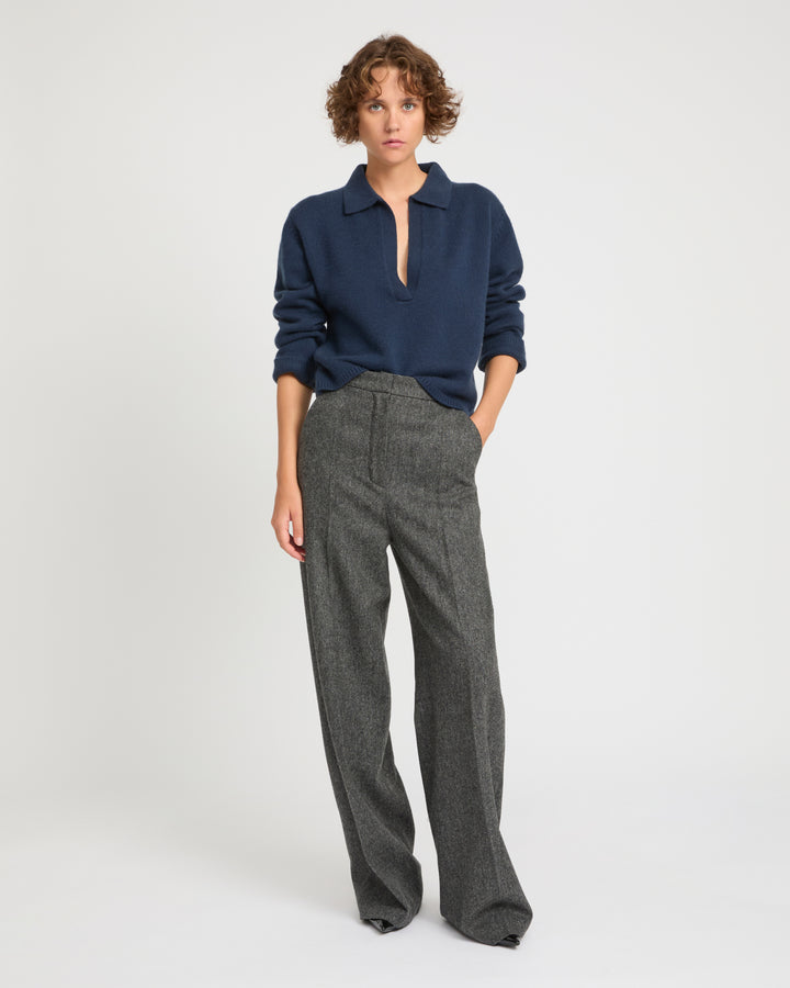 V-neck wool and cashmere sweater -Yves Salomon