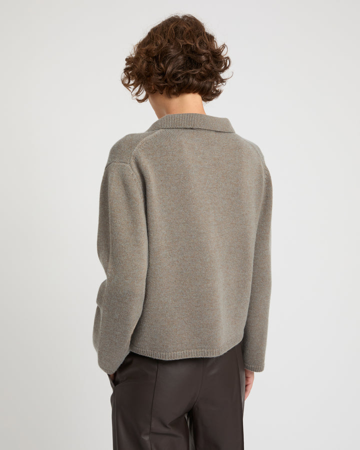V-neck wool and cashmere sweater -Yves Salomon