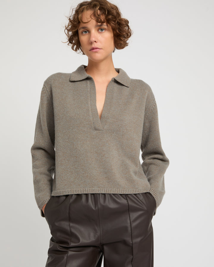 V-neck wool and cashmere sweater -Yves Salomon