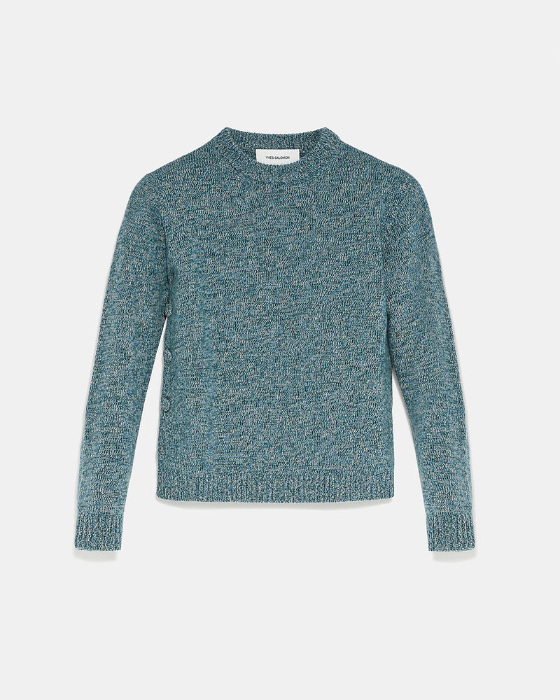 Cashmere round neck jumper - blue - Yves Salomon