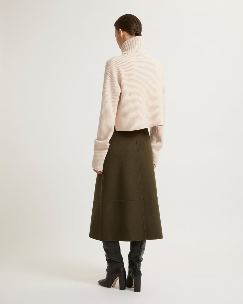 Double-sided cashmere blend skirt - khaki - Yves Salomon