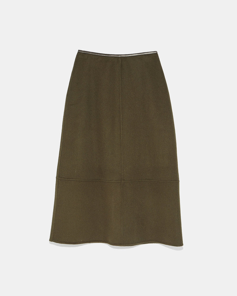 Double-sided cashmere blend skirt - khaki - Yves Salomon