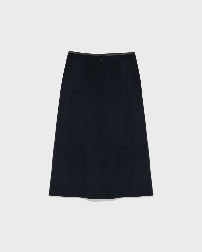 Double-sided cashmere blend skirt - navy - Yves Salomon