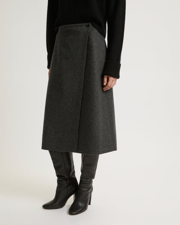 Flannel panel skirt - grey - Yves Salomon