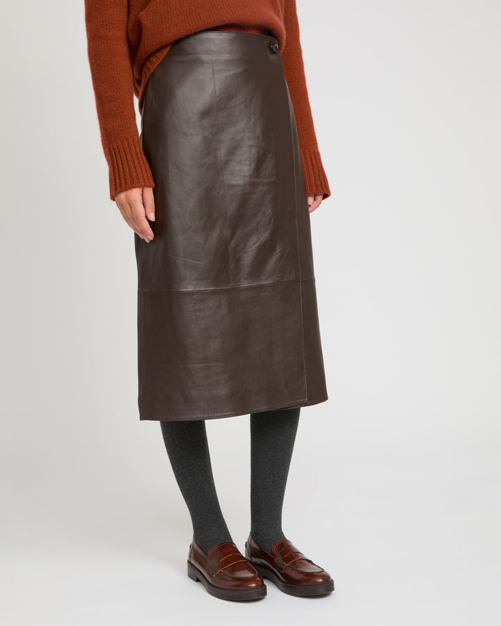 Lamb leather panel skirt -Yves Salomon