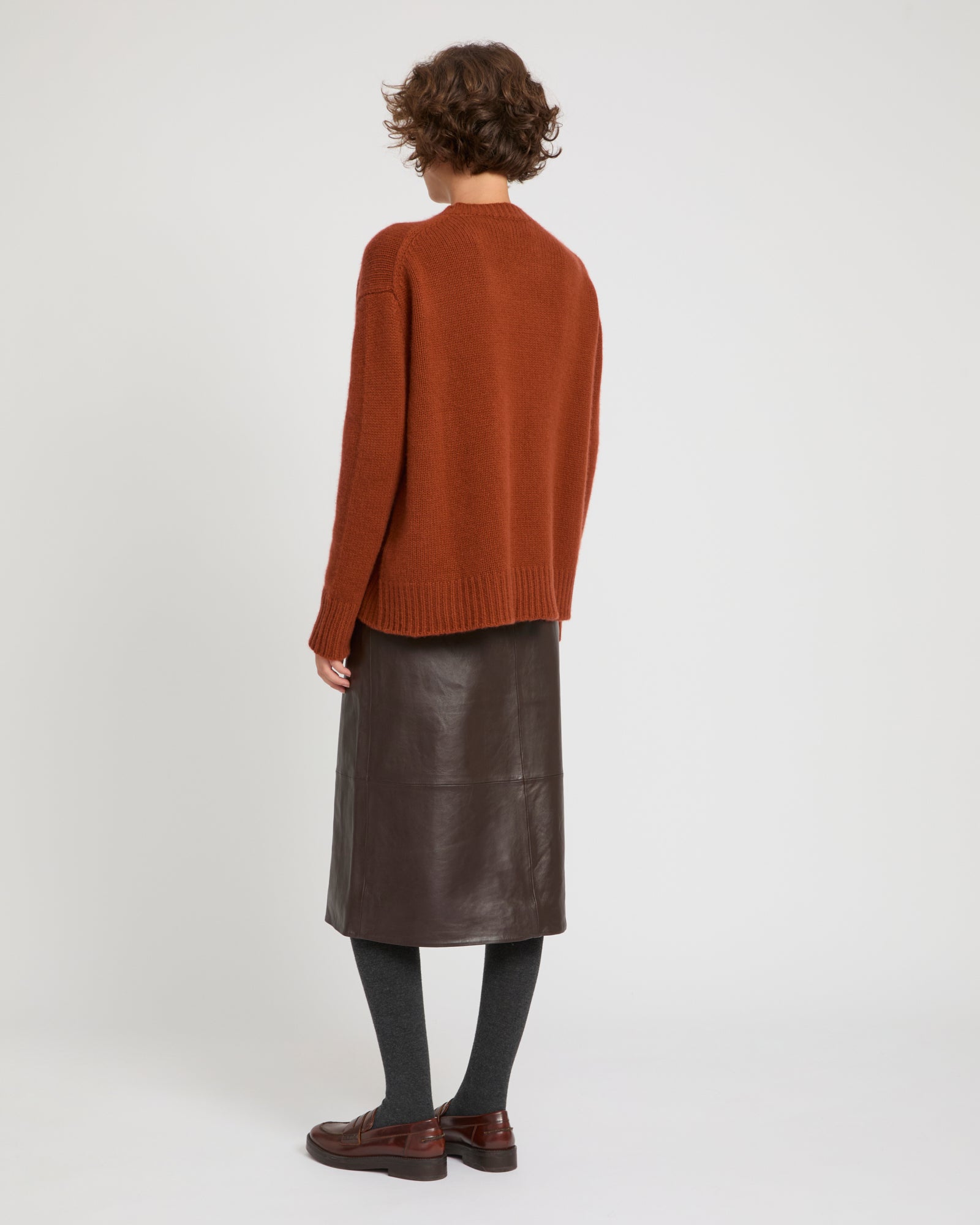 Lamb leather panel skirt -Yves Salomon