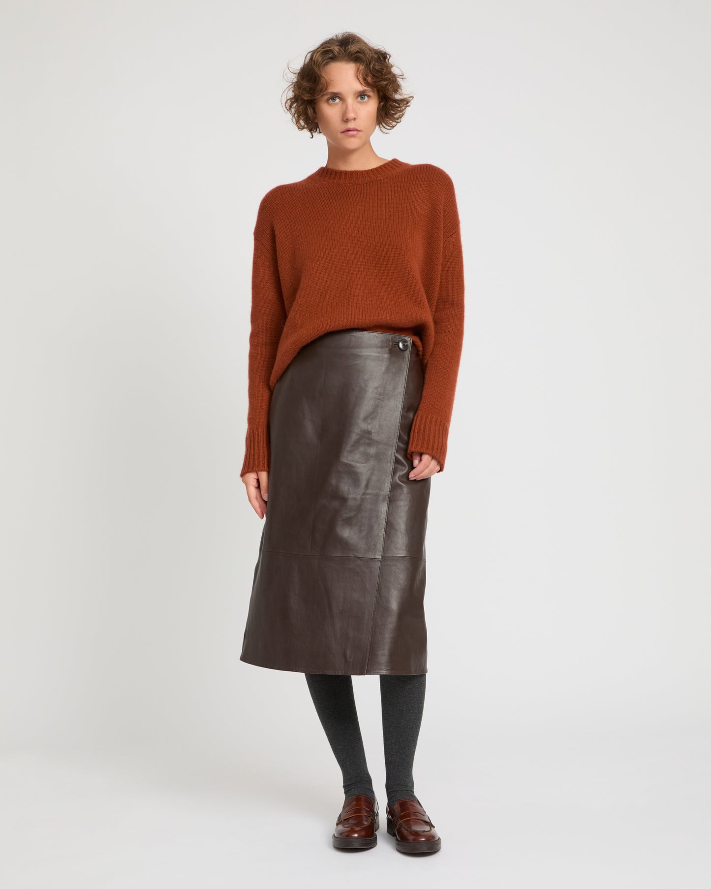 Lamb leather panel skirt -Yves Salomon