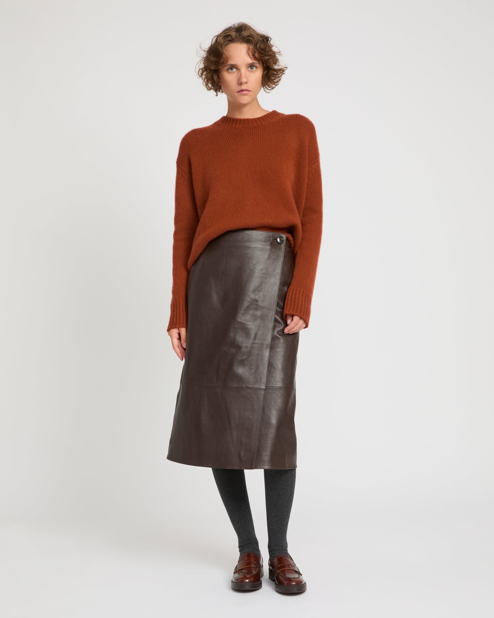 Lamb leather panel skirt -Yves Salomon