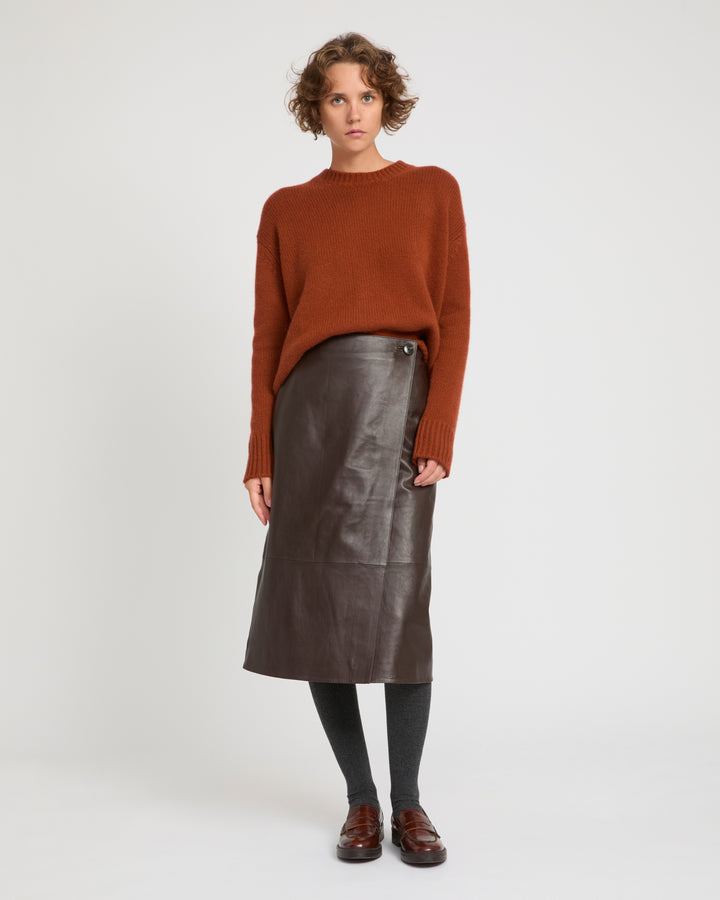 Lamb leather panel skirt -Yves Salomon