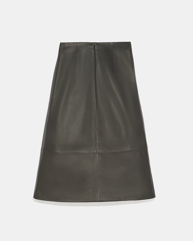 Lamb leather panel skirt - grey - Yves Salomon