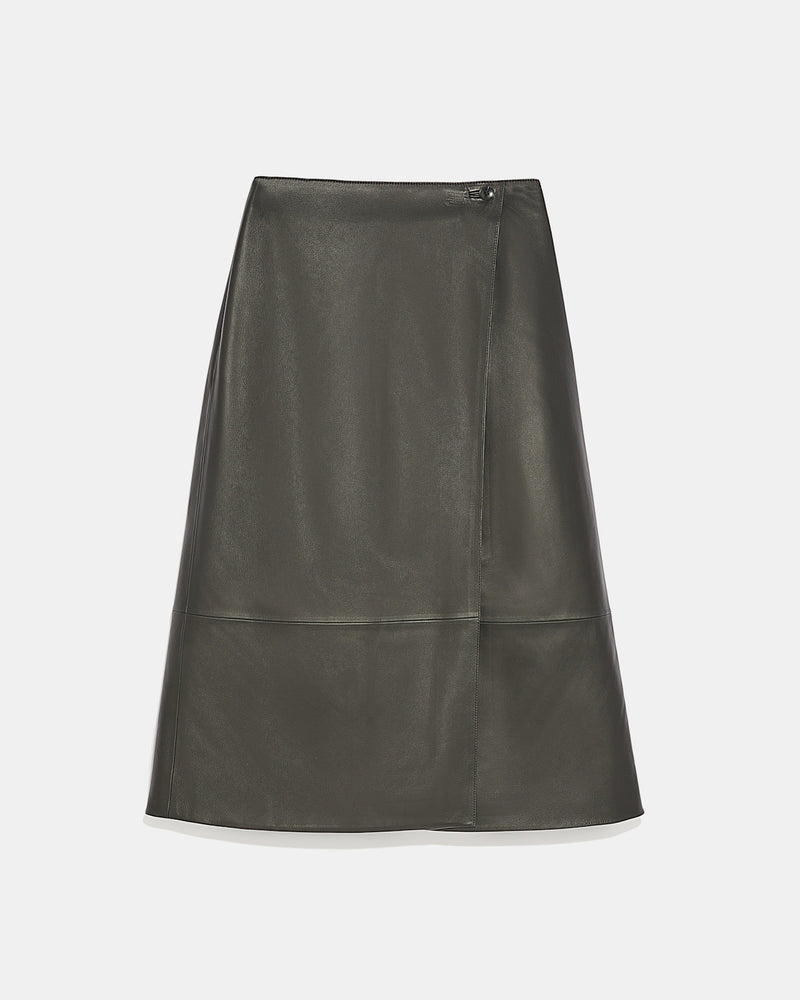 Lamb leather panel skirt - grey - Yves Salomon