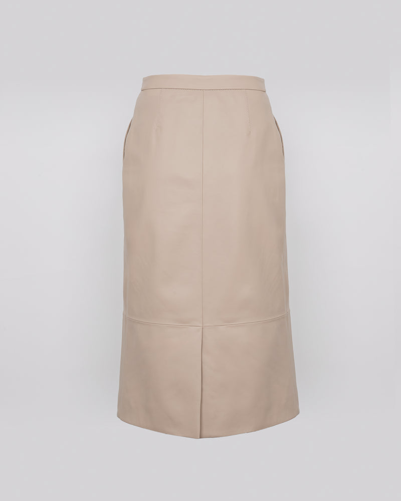 Lamb leather pencil skirt