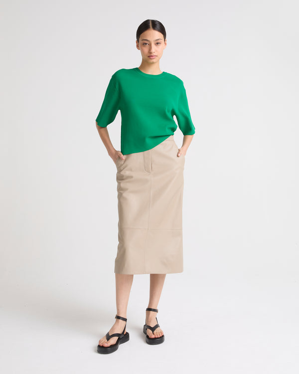 Lamb leather pencil skirt - beige - Yves Salomon